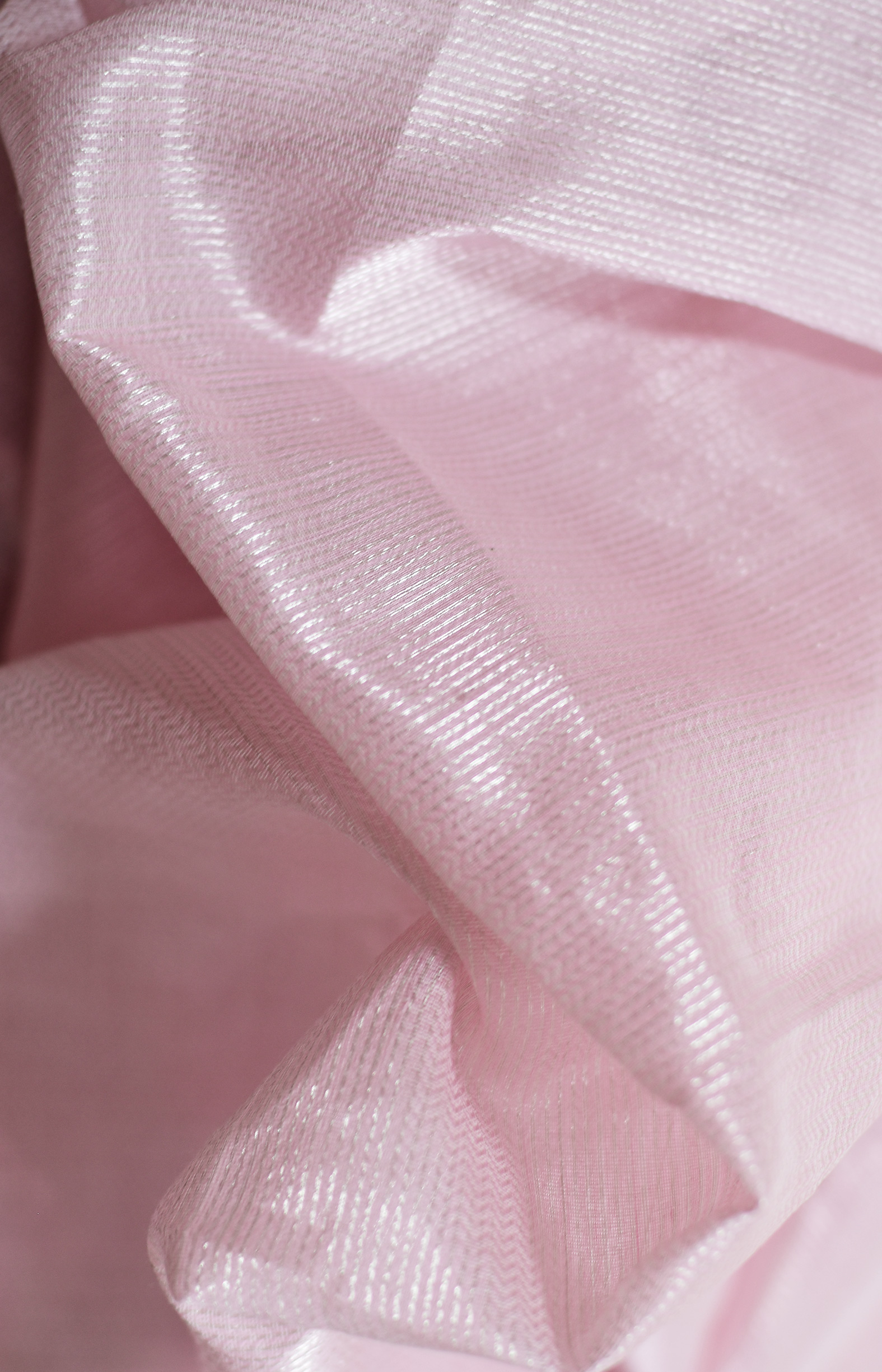Light Pink, Handwoven Organic Cotton, Textured Weave , Jacquard, Festive Wear, Jari, Tissue Saree